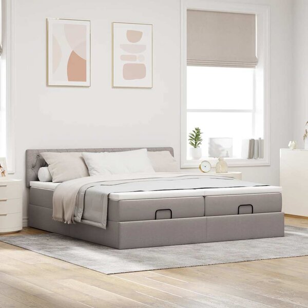Ottoman krevet s madracima, taupe 160x200 cm, tkanina - Tupe / 160 x 200 cm