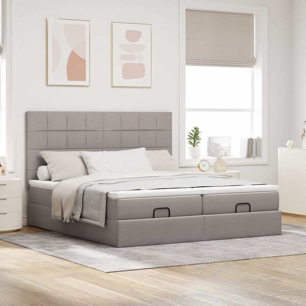 Ottoman krevet s madracima, taupe 160x200 cm, tkanina - Tupe / 160 x 200 cm