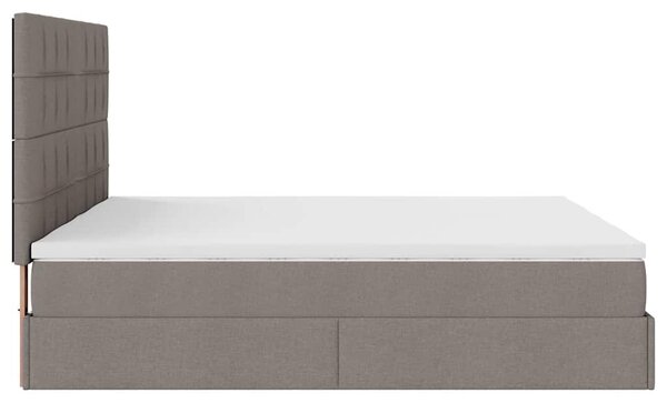 Ottoman krevet s madracima, taupe 160x200 cm, tkanina - Tupe / 160 x 200 cm
