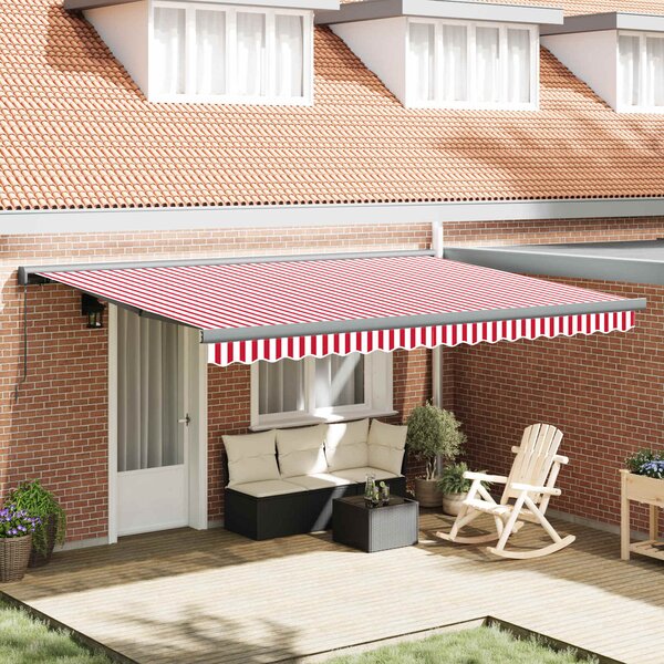 Skrovita tenda Crvena i bijela 400 × 300 cm Platno i Aluminij - Crvena / 400 × 300 cm