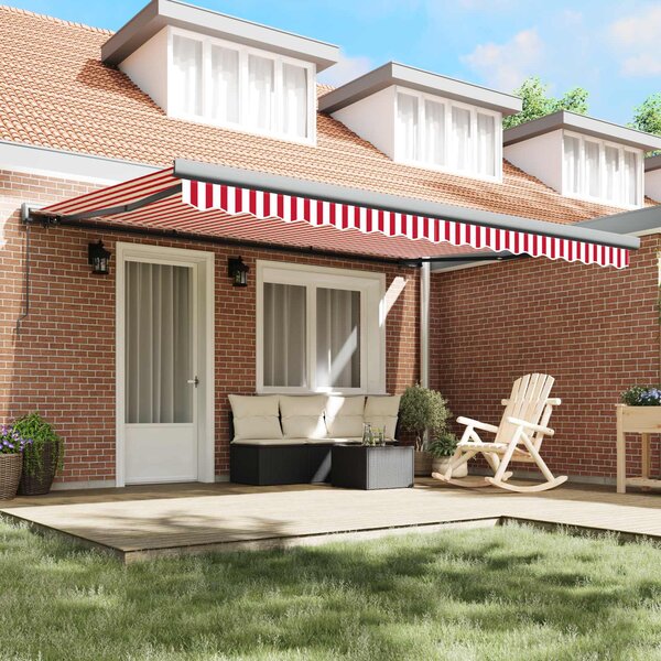 Skrovita tenda Crvena i bijela 400 × 300 cm Platno i Aluminij - Crvena / 400 × 300 cm