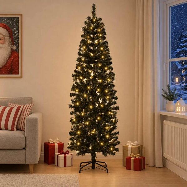 Umjetno vitko božićno drvce 180 cm 300 LED lampica Topla bijela - 180 cm s LED svjetlima