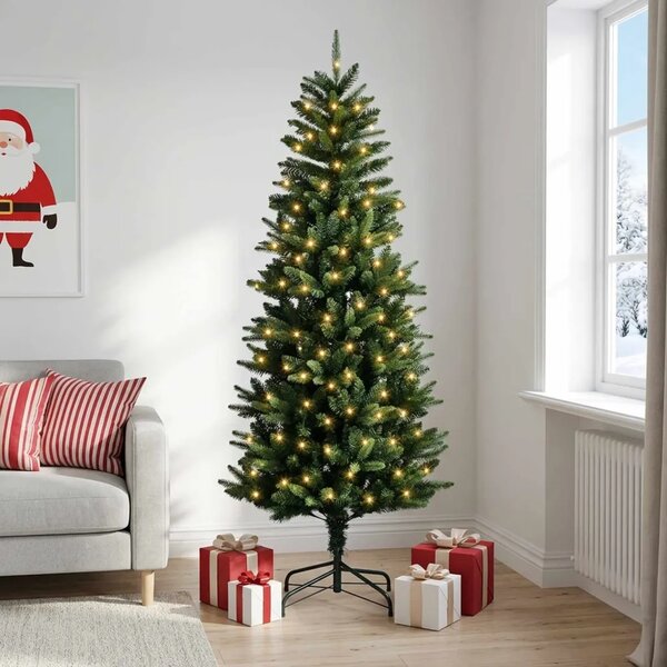 Umjetno božićno drvce s nogom 180 cm 300 LED lampica - 180 cm s LED svjetlima Zelena