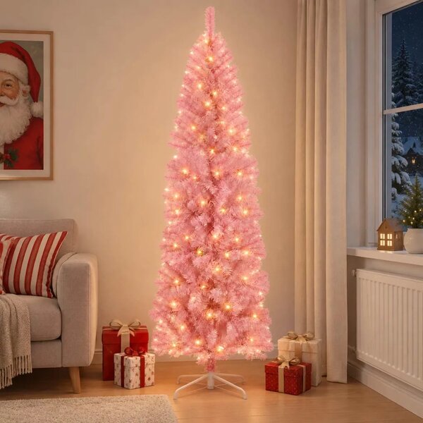 Umjetno vitko božićno drvce 180 cm 300 LED lampica Topla bijela - 180 cm s LED svjetlima