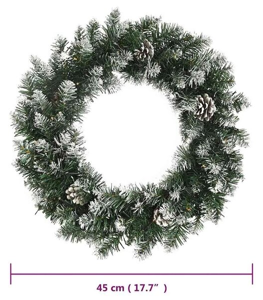 Božićni vijenac s LED svjetlima zeleni 45 cm PVC - 45 x 45 cm