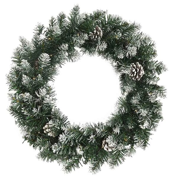Božićni vijenac s LED svjetlima zeleni 45 cm PVC - 45 x 45 cm