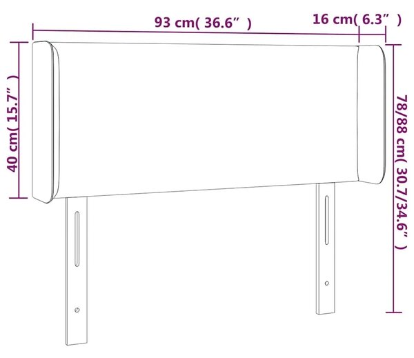 Uzglavlje s ušima boja cappuccina 93x16x78/88 cm umjetna koža - Boja cappuccina 93 x 16 x 78/88 cm