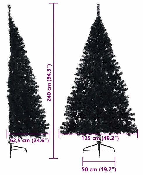 Umjetno predsvijetljeno božićno drvce Crna 240 cm PVC - Crna 240 cm bez perlica