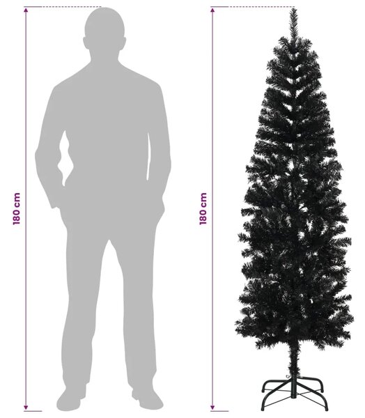 Umjetno vitko božićno drvce 180 cm 300 LED lampica Topla bijela - 180 cm s LED svjetlima