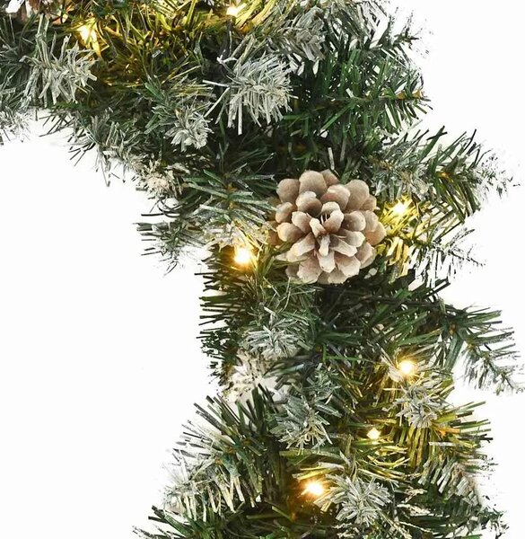 Božićni vijenac s LED svjetlima zeleni 45 cm PVC - 45 x 45 cm