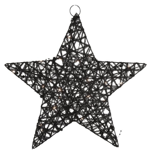 Božićni ukras zvijezda STARIELLE s LED osvjetljenjem 30 cm, crna