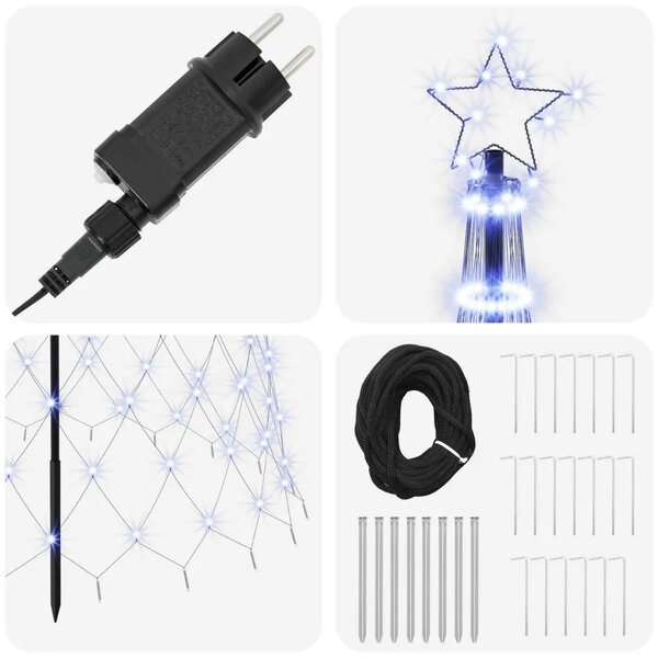 LED božićno drvce 400 cm 450 LED lampica Plava Željezo Crna - Plava 400 cm