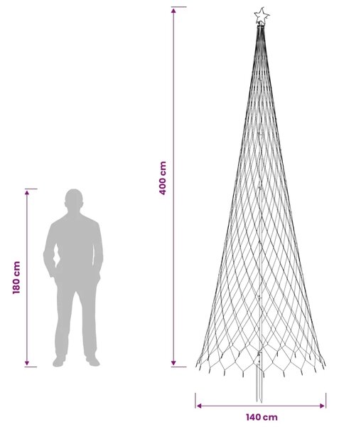 LED božićno drvce 400 cm 450 LED lampica Hladno bijela Željezo - Hladna bijela 400 cm