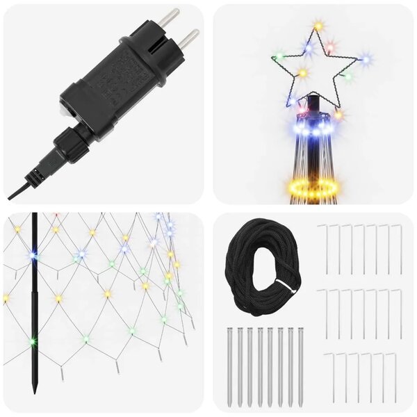 LED božićno drvce 400 cm 450 LED lampica Višebojno Željezo Crna - Šareni 400 cm