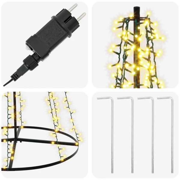 LED božićno drvce 285 cm 1550 LED lampica Topla bijela Čelik - 285 cm