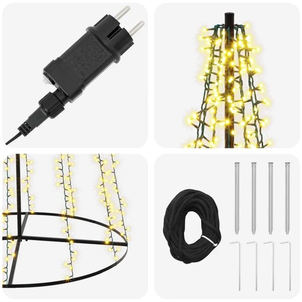 LED božićno drvce 485 cm 3000 LED lampica Topla bijela Čelik - 485 cm