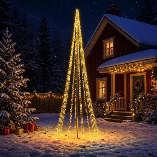 LED božićno drvce 485 cm 3000 LED lampica Topla bijela Čelik - 485 cm