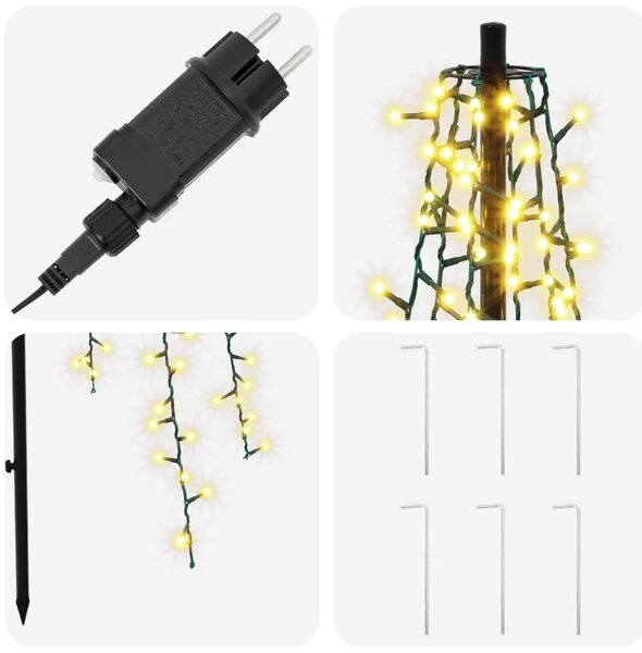LED božićno drvce 165 cm 540 LED lampica Topla bijela Čelik - 165 cm