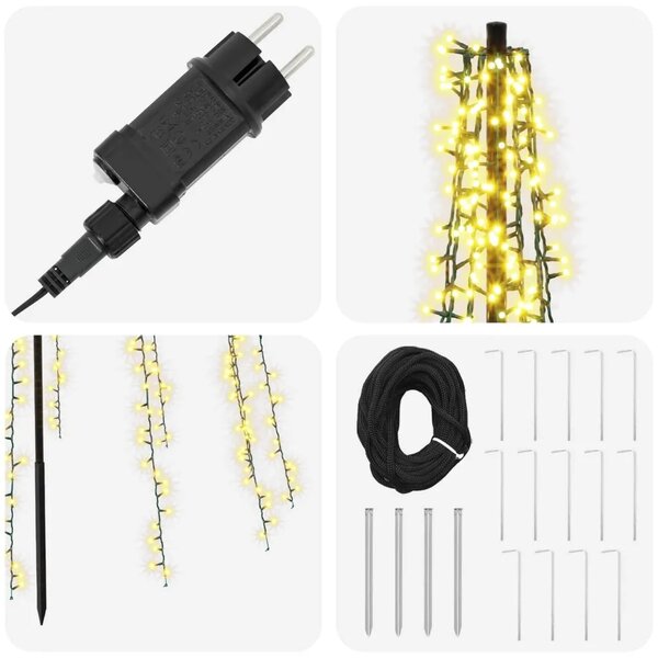 LED božićno drvce 485 cm 3000 LED lampica Topla bijela Čelik - 485 cm