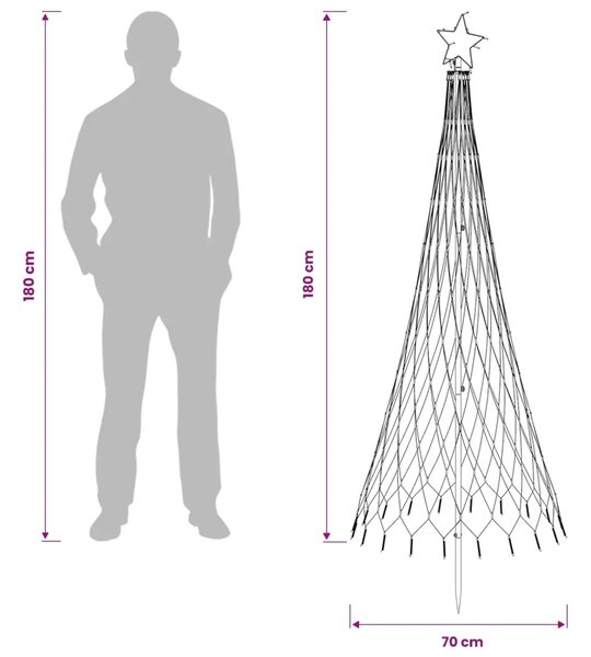 LED božićno drvce 180 cm 230 LED lampica Plava Željezo Crna - Plava 180 cm