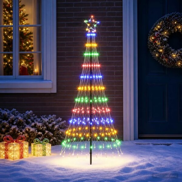 LED božićno drvce 180 cm 230 LED lampica Višebojno Željezo Crna - Šareni 180 cm