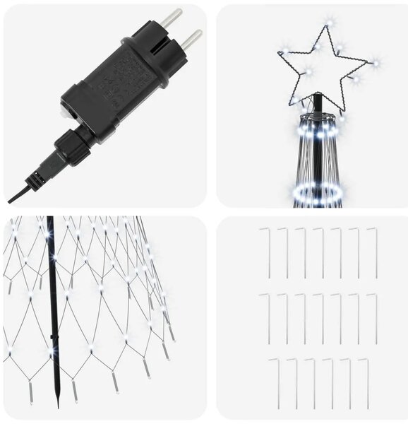 LED božićno drvce 180 cm 230 LED lampica Hladno bijela Željezo - Hladna bijela 180 cm