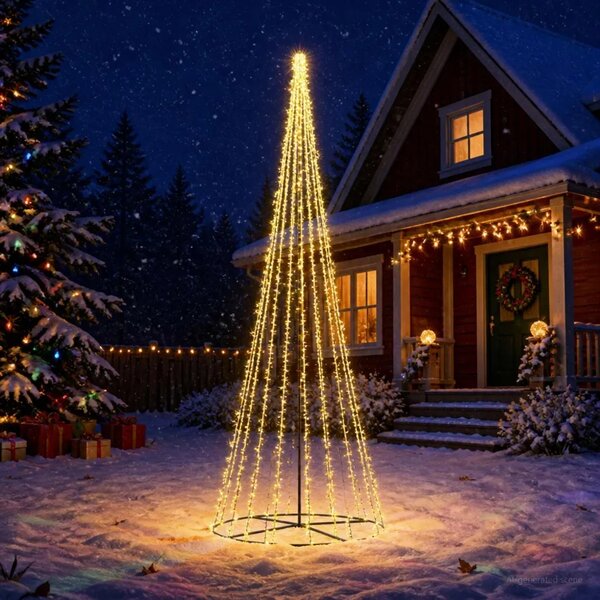LED božićno drvce 485 cm 3000 LED lampica Topla bijela Čelik - 485 cm