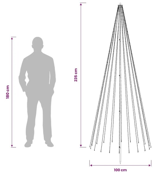 LED božićno drvce 235 cm 500 LED lampica Topla bijela Željezo - 235 cm