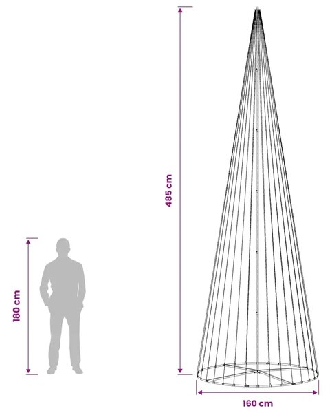 LED božićno drvce 485 cm 1632 LED lampica Topla bijela Željezo - 485 cm