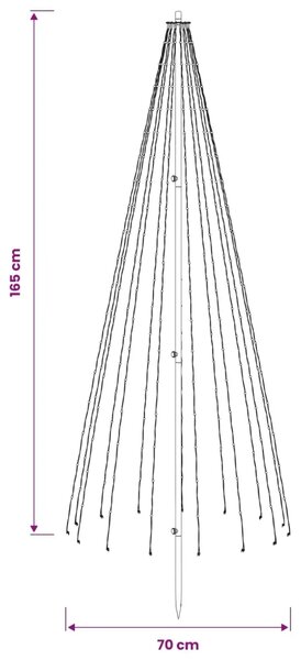 LED božićno drvce 165 cm 270 LED lampica Topla bijela Željezo - 165 cm