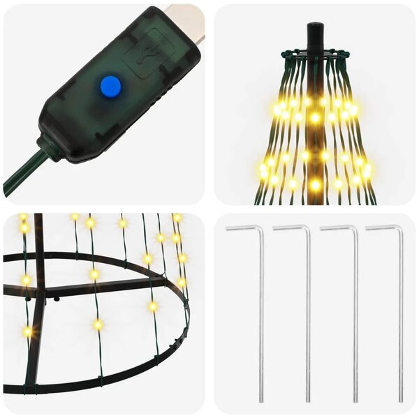 LED božićno drvce 165 cm 270 LED lampica Topla bijela Željezo - 165 cm