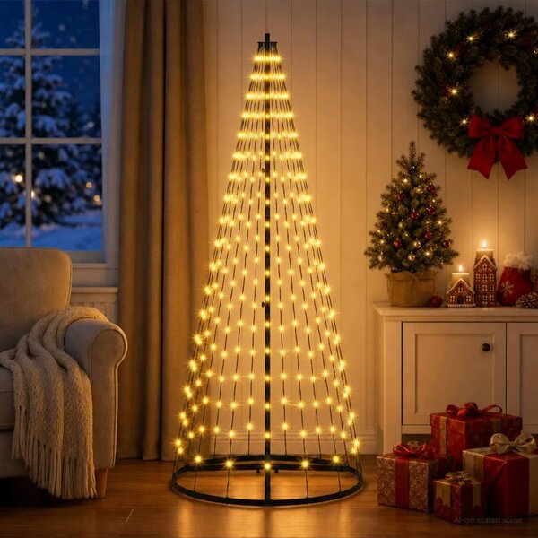 LED božićno drvce 165 cm 270 LED lampica Topla bijela Željezo - 165 cm