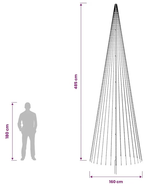 LED božićno drvce 485 cm 1632 LED lampica Topla bijela Željezo - 485 cm