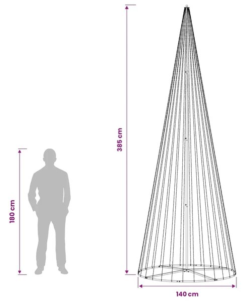 LED božićno drvce 385 cm 1148 LED lampica Topla bijela Željezo - 385 cm