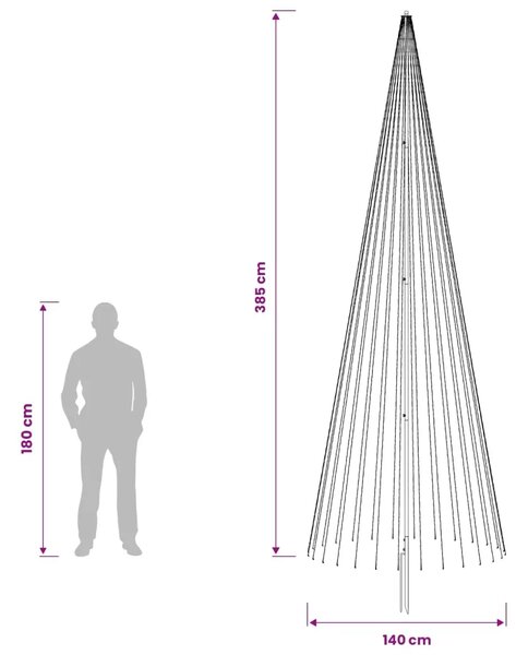 LED božićno drvce 385 cm 1148 LED lampica Topla bijela Željezo - 385 cm