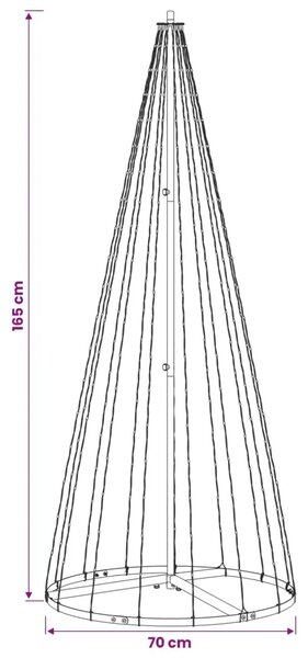 LED božićno drvce 165 cm 270 LED lampica Topla bijela Željezo - 165 cm
