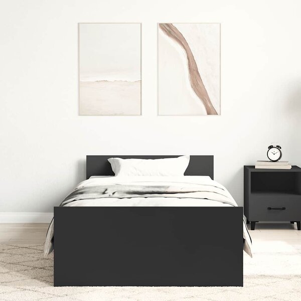 Okvir kreveta crni 75 x 190 cm mali od konstruiranog drva - Crna / 75 x 190 cm