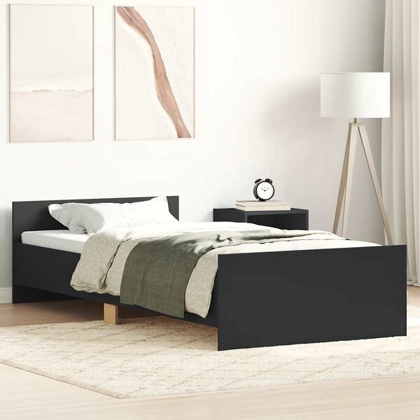 Okvir kreveta crni 75 x 190 cm mali od konstruiranog drva - Crna / 75 x 190 cm