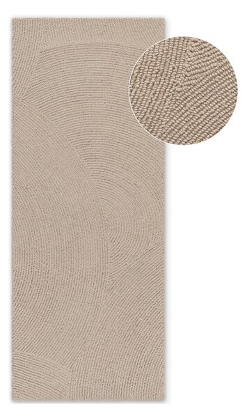 Bež ručno rađena vunena staza 80x200 cm Calmio – Hanse Home