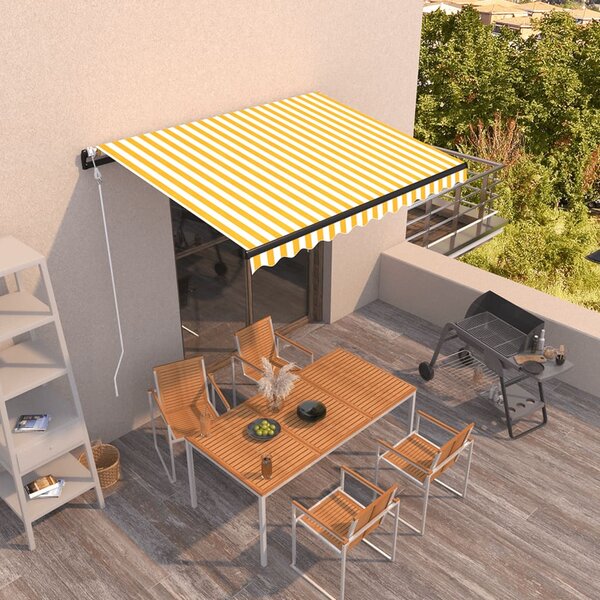 Tenda na automatsko uvlačenje 350 x 250 cm žuto-bijela - Žuta / 350 x 250 cm