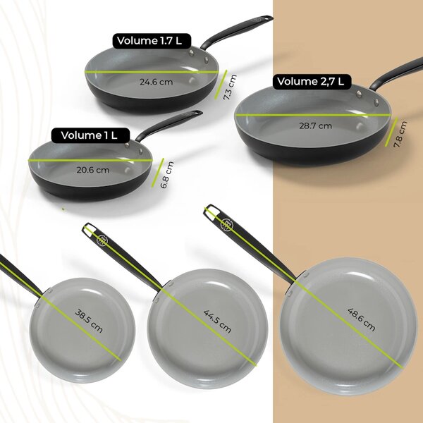 BE Living Set tava Essential Black 20-24-28 cm