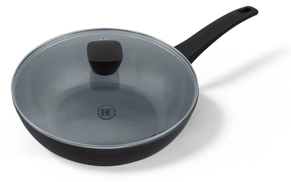 BE Living Wok tava s poklopcem Delight Black 28 cm