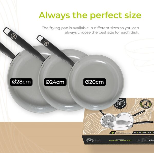 BE Living Set tava Essential Black 20-24-28 cm
