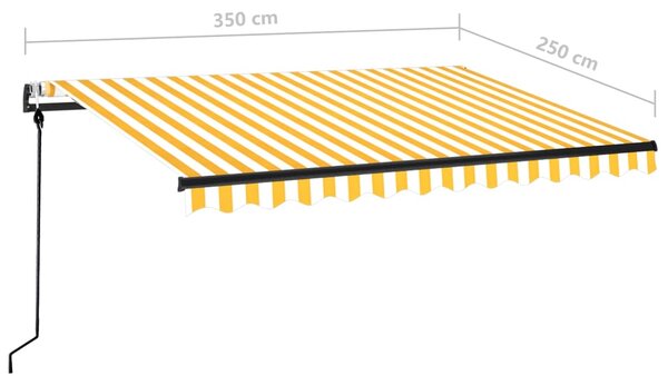 Tenda na automatsko uvlačenje 350 x 250 cm žuto-bijela - Žuta / 350 x 250 cm