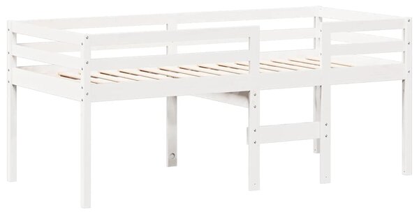 Visoki krevet s krovom bijeli 75 x 190 cm od masivne borovine - Bijela / 75 x 190 cm