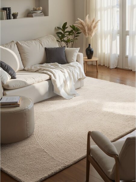 Ručno rađen vunen tepih u svijetloj prirodnoj boji 160x230 cm Calmio – Hanse Home