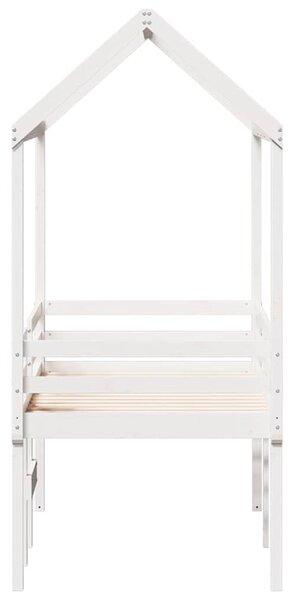 Visoki krevet s krovom bijeli 75 x 190 cm od masivne borovine - Bijela / 75 x 190 cm