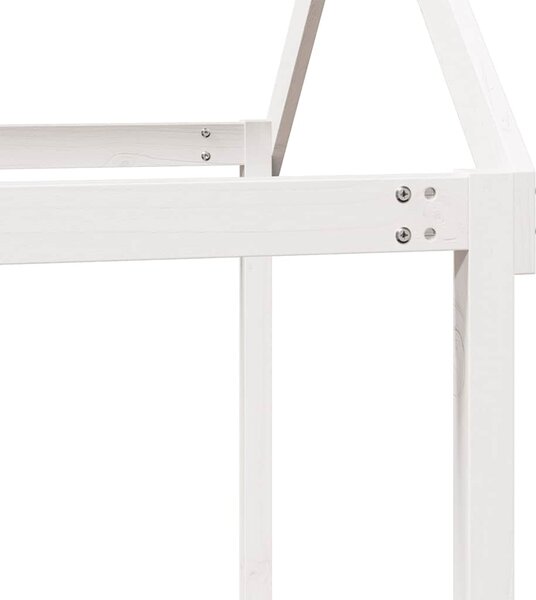 Visoki krevet s krovom bijeli 75 x 190 cm od masivne borovine - Bijela / 75 x 190 cm