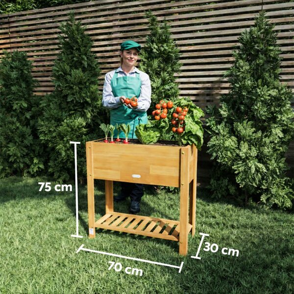Povišena vrtna gredica od akacije s prostorom za pohranu 68 × 30 × 75 cm