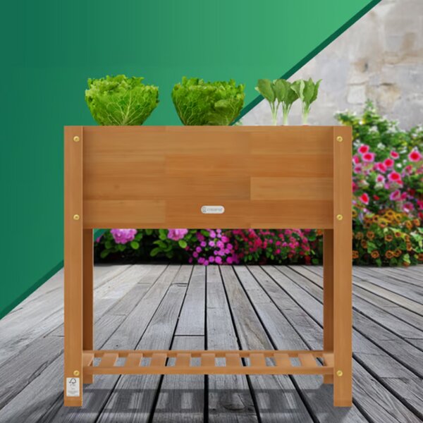 Povišena vrtna gredica od akacije s prostorom za pohranu 68 × 30 × 75 cm